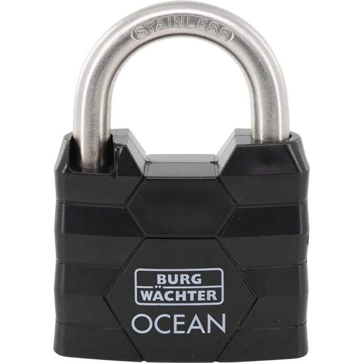 Magni Vorhängeschloss Zylindervorhangschloss 490 Ni 50, massiver Messingkörper, doppelt verriegelt, seewasserfest, rostfrei