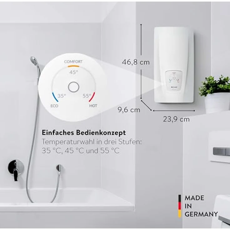 CLAGE DLX21 Next, elektronisch geregelter Durchlauferhitzer mit 21 kW, Temperaturwahl 35/45/55°C, energiesparend, VDE-GS geprüft, Bad-/Gruppenversorgung – Bild 4