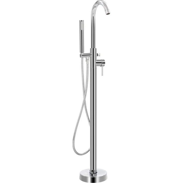 vidaXL Freistehende Badewannenarmatur, Edelstahl 118,5 cm mit ABS-Handbrause und 150 cm Schlauch, silbern