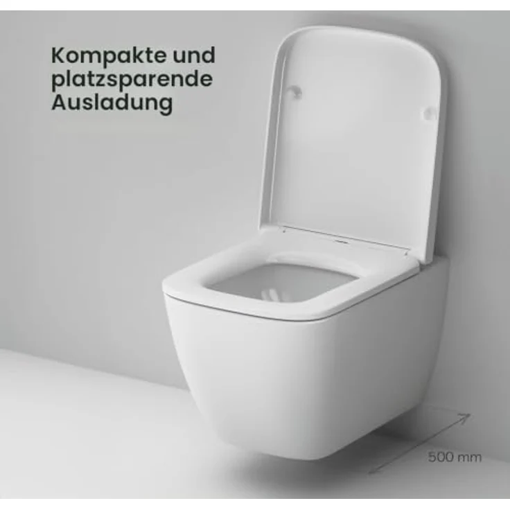 AM.PM CGA1901PSC, Tiefspül-WC wandhängend mit Spülrandlos-Technik und AquaSpin, inklusive Duroplast-Toilettensitz mit Absenkautomatik, weiß – Bild 7