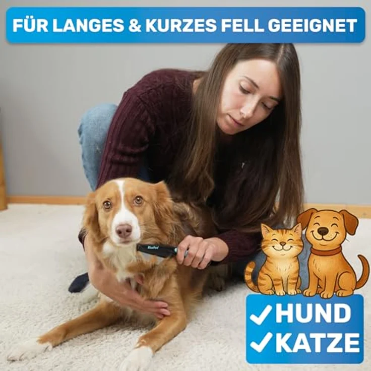BluePet Flohkamm + Flohkarte, Effektiv gegen Flöhe, Läuse & Zecken, sanfte abgerundete Zinken aus rostfreiem Edelstahl, vielseitig einsetzbar als Hundekamm und Nissenkamm – Bild 2