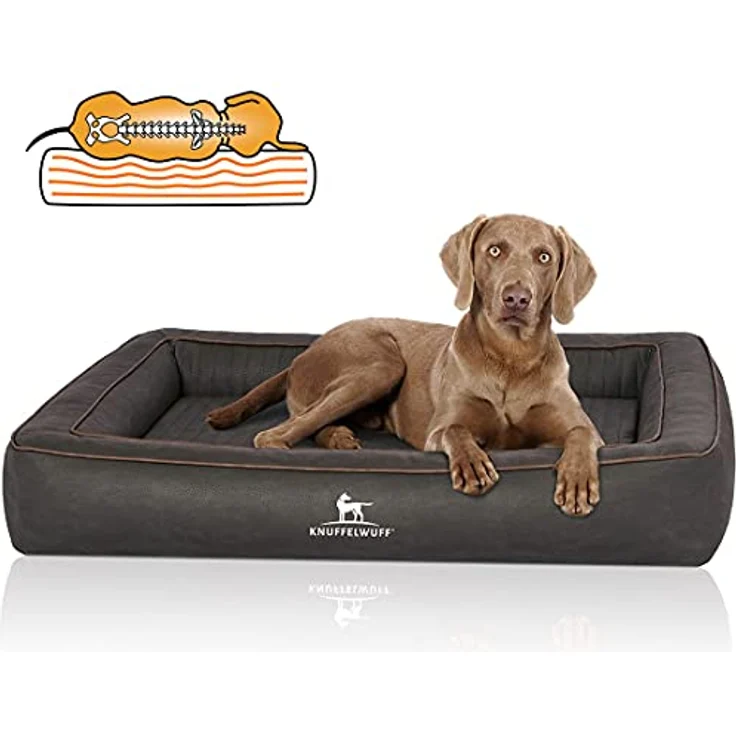 Knuffelwuff Orthopädisches Hundebett Montego XL Schwarz, Formstabil & Gelenkschonend – Bild 1