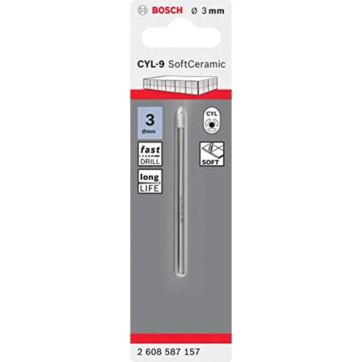 Bosch Fliesenbohrer CYL-9 Ceramic 3 x 70 mm, spiralloses Design für trockenes Bohren in Fliesen – Bild 2