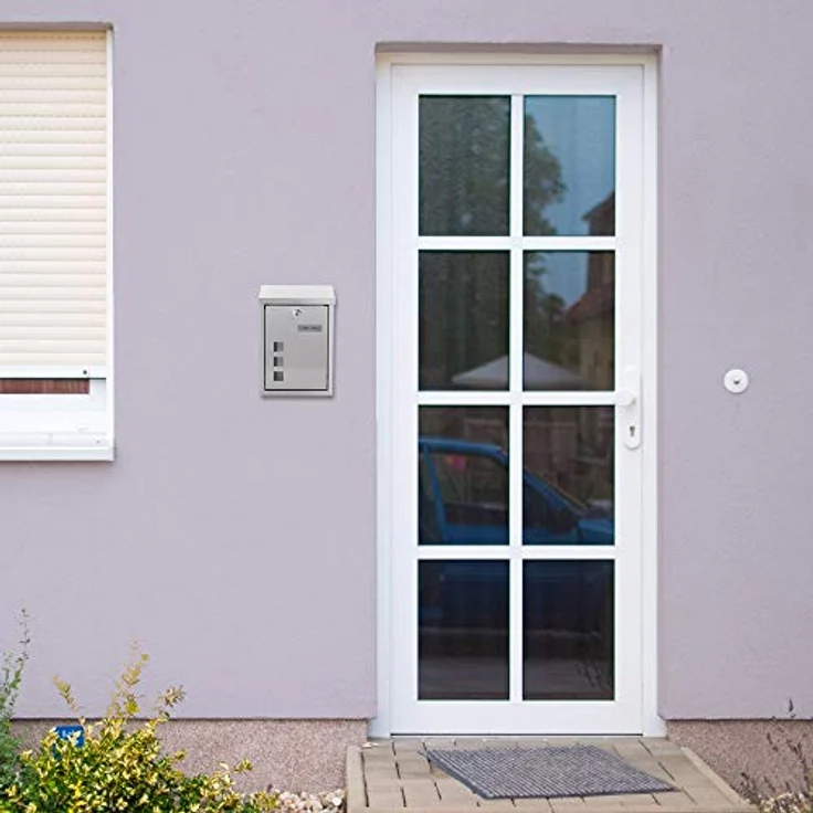 Rottner T06047 Casa INOX Design-Briefkasten aus gebürstetem Edelstahl, mit Sichtfenster, Zylinderschloss 2 Schlüssel und Schutzklappe, Inklusive Montagematerial – Bild 7