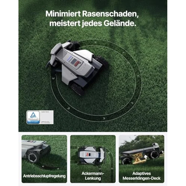 Segway Navimow X420, Mähroboter mit Garage X, für 2000 m², Zero-Turn AWD für 84% Steigungen, NRTK, 360° Vision, 25-95 mm Schnitthöhe, 12 Messerklingen – Bild 4