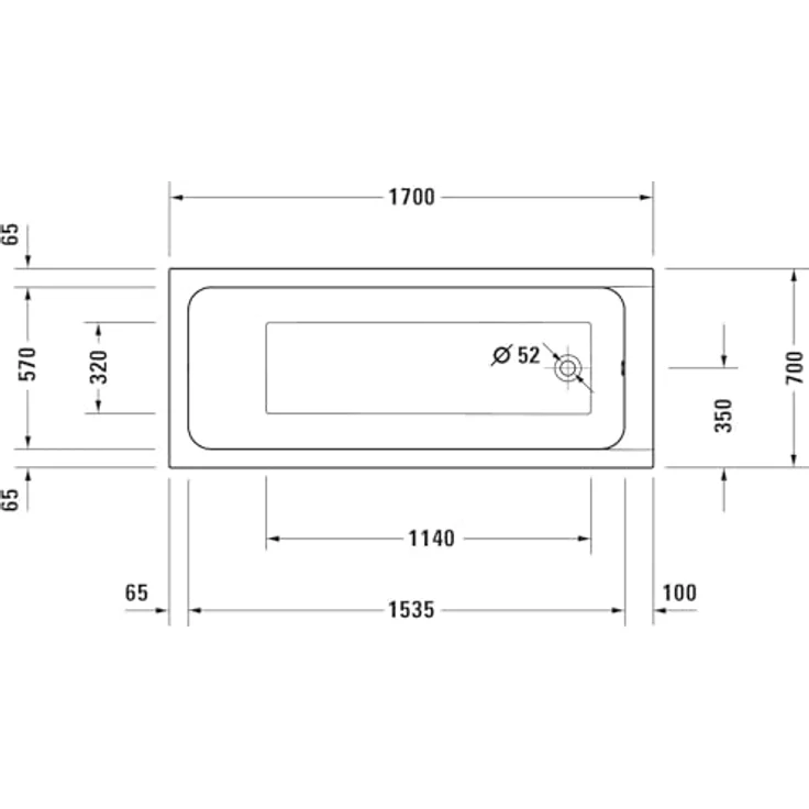 Duravit D-Code Badewanne, rechteckig, 1700x700mm, Einbauversion, 230 Liter, weiss, mit ergonomischer Rückenschräge – Bild 2