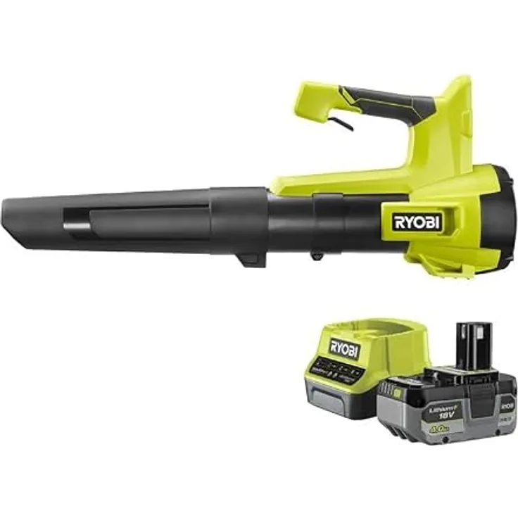 RYOBI Laubbläser Turbojet 18 V, Akku 4,0 Ah, Gebläse mit 160 km/h Luftstrom und Ladegerät, RY18BLB-140