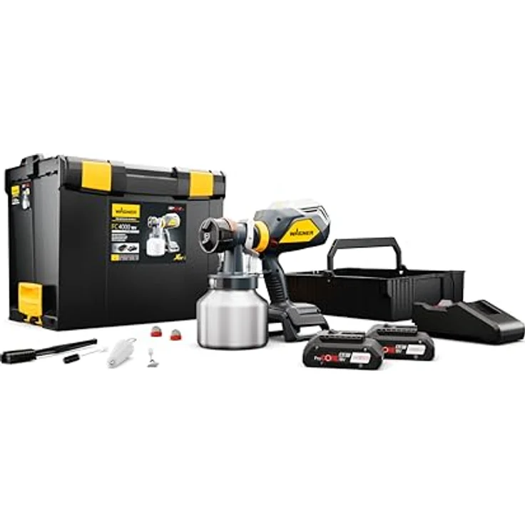 WAGNER FinishControl 4000 18V FineSpray Kit, mobiles XVLP Akku-Farbsprühsystem mit zwei 18V Akkus und komfortabler Handhabung – Bild 1