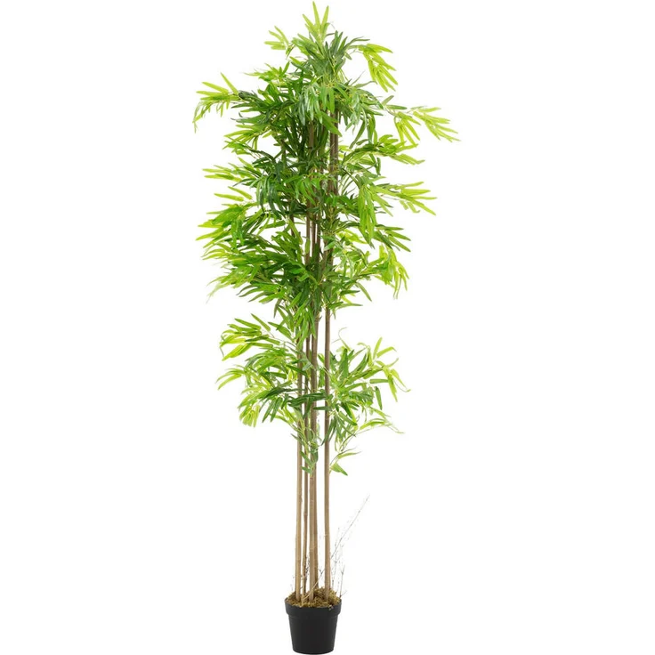 ML-DESIGN Kunstpflanze Bambus, 210 cm, Pflegefrei, Echte Bambusstämme mit künstlichen Blättern, Grün