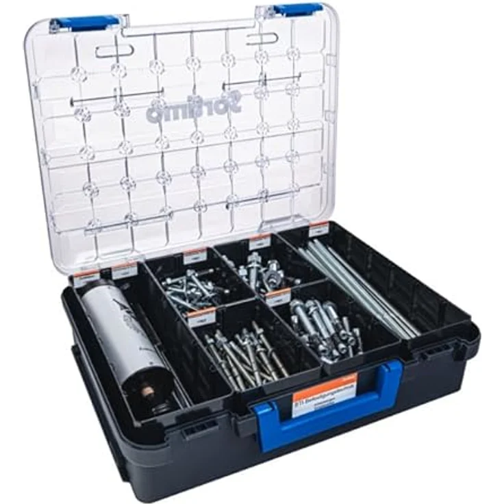 Sortimo T-BOXX 330, Aufbewahrungsbox mit 4 Insetboxen H95, transparenter Deckel und flexible Trennwände für lange Materialien – Bild 2