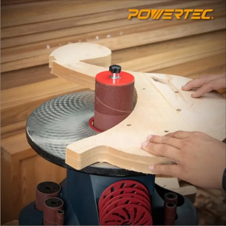 POWERTEC 11240 Schleifhülsen für Spindelschleifer in 6 Größen mit Sortimentskörnung 80, 120, 240, Aluminiumoxid-Schleifpapier-Sortiment in Durchmesser 1-2, 3-4, 1, 1-1-2, 2 & 3-18 PK – Bild 7
