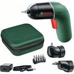 Bosch Akkuschrauber IXO Set (6. Generation, grün, mit IXO-Winkel- und IXO-Exzenteraufsätzen, variable Drehzahlsteuerung, über Mikro-USB-Kabel aufladbar, in Tasche)