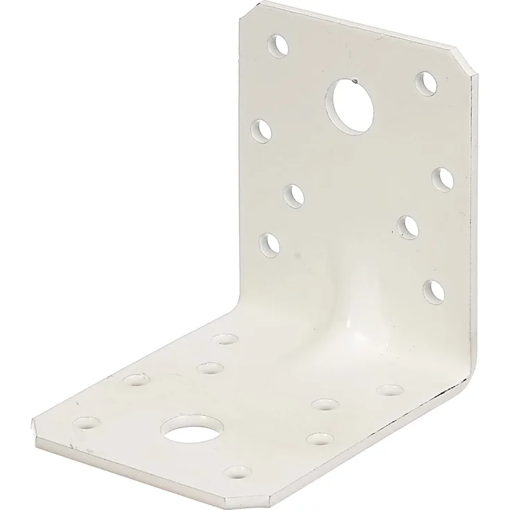 Alberts Schwerlast-Winkelverbinder mit Sicke | verzinkt, weiß kunststoffbeschichtet | 70 x 70 x 55 mm | 50er Set 
(846565)