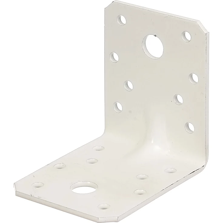 Alberts Schwerlast-Winkelverbinder mit Sicke | verzinkt, weiß kunststoffbeschichtet | 70 x 70 x 55 mm | 50er Set 
(846565) – Bild 1