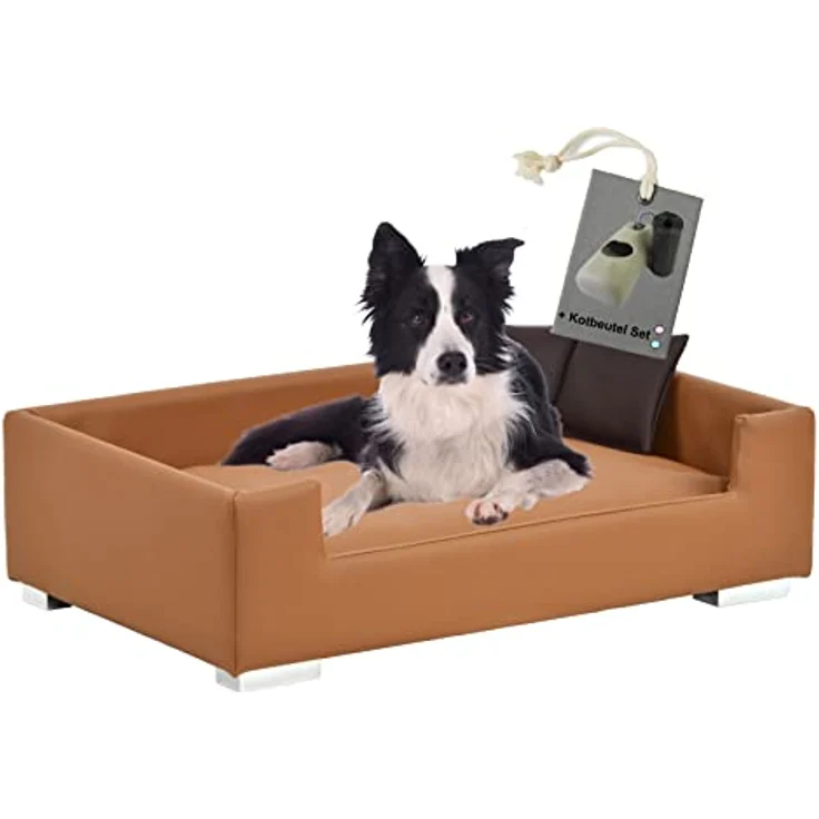 Rohrschneider® Hundesofa Candy | Hundebett Couch für ultimativen Komfort | Hunde Kissen mit Rand ideal als Hunde Reisebett | Hundkorb und Hundebett kleine Hunde (Nougat) – Bild 1