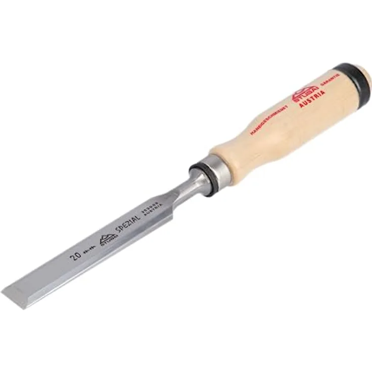 STUBAI Spezial Stechbeitel mit Holzgriff aus Weißbuche, schwedische Form, Ø 20 mm, Stemmeisen zur präzisen Bearbeitung von Holz, Stecheisen für Schreiner Tischler Heimwerker