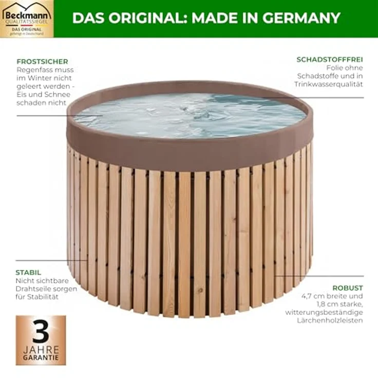 Ing. G. Beckmann FL100 KG Regenfass, natur, 124 x 124 x 88 cm, 1000 L – Bild 3