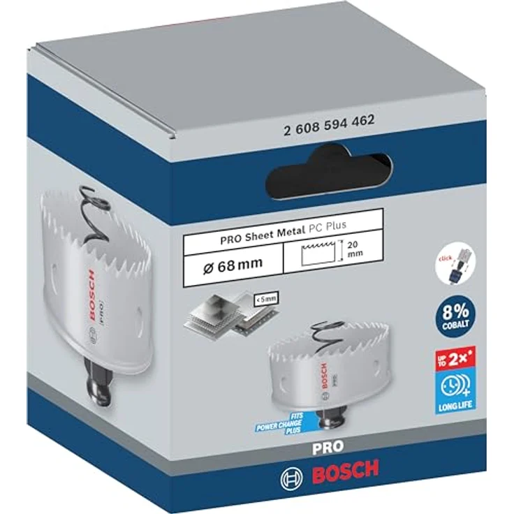 Bosch 1x PRO Sheet Metal Power Change Plus Lochsäge, für Edelstahlbleche und Stahlbleche, Ø 68 mm, Professional Zubehör Bohrmaschine/Schrauber – Bild 2