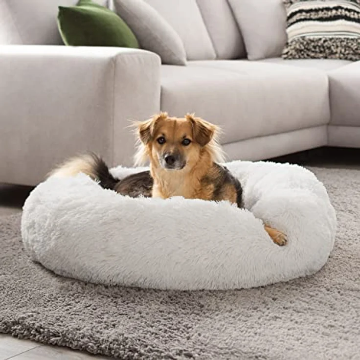 Petstuff Hundekissen Rund Donut, rutschfest, flauschig, waschbar, Farb- u. Größenwahl, beige, Ø 60 cm – Bild 2