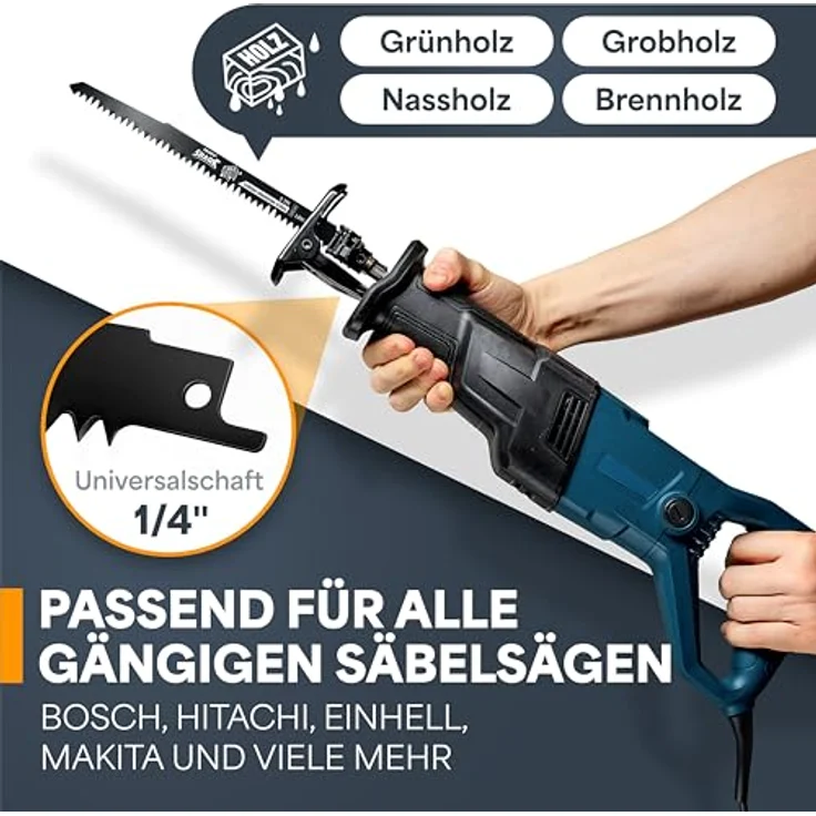 BAURIX® [LONG LIFE] Säbelsägeblätter, 5 Stück, 240 mm, 5 TPI, für Grobholz, Nassholz und lebendes Holz, extrem robust und langlebig – Bild 5