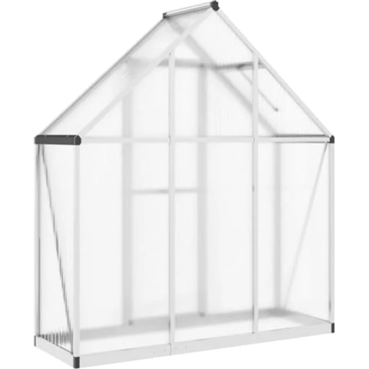 vidaXL Gewächshaus mit Fundamentrahmen Silbern 169x58x195cm Aluminimum - UV-beständige Polycarbonatplatten, 5-fach verstellbares Lüftungsfenster – Bild 5