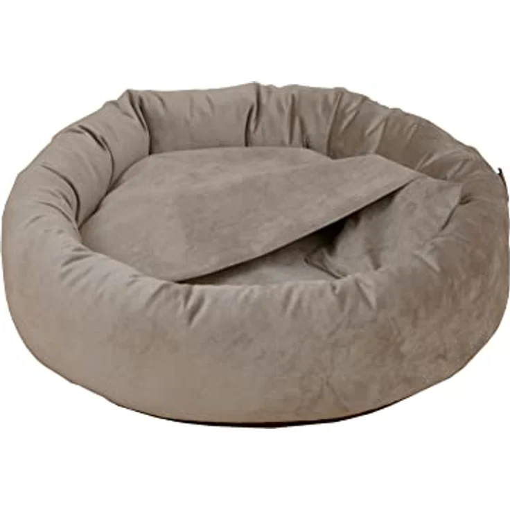 Rohrschneider Hundekissen Kuschelhöhle Denver Samt S-M-L mit Hundekotbeutelset (S, Taupe) – Bild 3