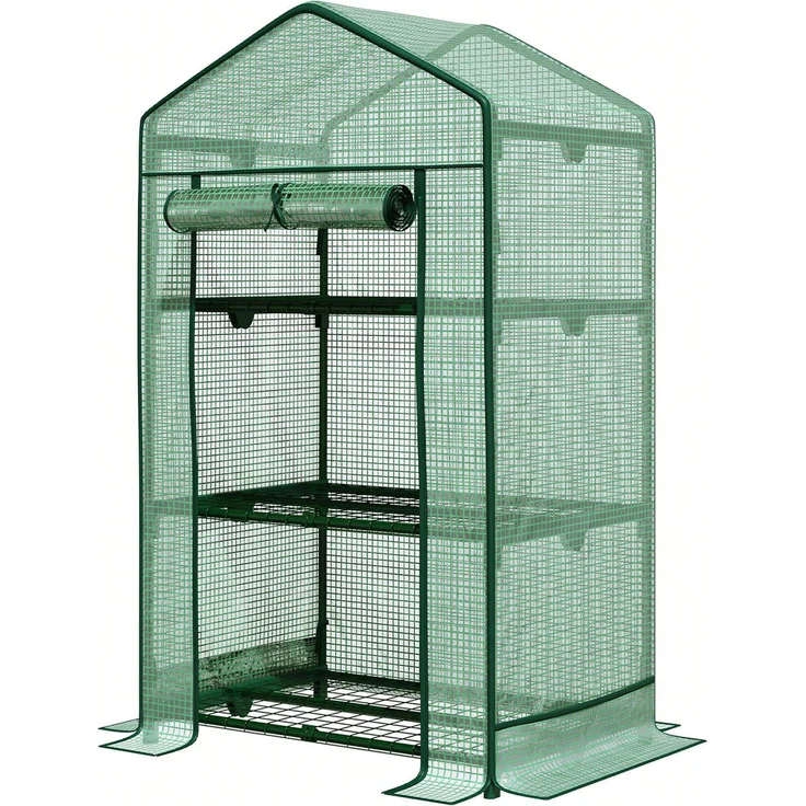 Floordirekt Gewächshaus Bloom Witterungsbeständiges mit robustem Stahlrahmen 3 Ablageebenen, kompakte Größe (T49 x B69 cm), in drei Größen erhältlich
