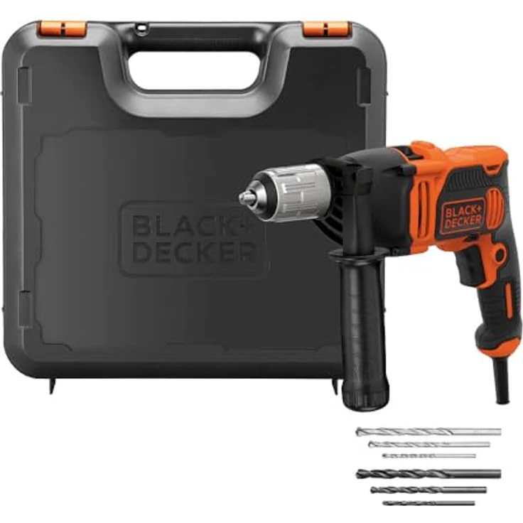 Black+Decker BEH850K-QS 850W 1-Gang Schlagbohrmaschine (Schlagbohrer, 13mm Schnellspannbohrfutter, konstanter Rechts--Linkslauf, Griffgummierung, Zweihandgriff, inkl HSS Bohrer) BEH850K, 850 W – Bild 2