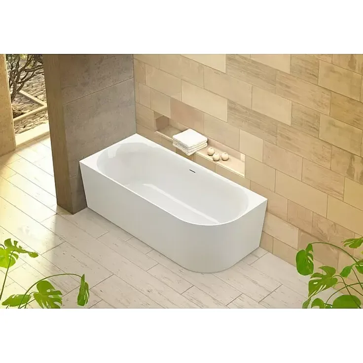 Ottofond Raumsparbadewanne Mince Corner XS, 155 x 80 cm, Sanitäracryl, weiß, rechts, mit Schalldämmung und verchromter Ablaufgarnitur