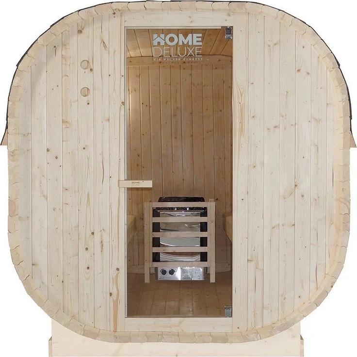 HOME DELUXE Sauna Outdoor Sauna CUBE M, 194 x 120 x 185 cm, 3,6 kW Saunaofen, Fichtenholz, Gartensauna – Bild 1