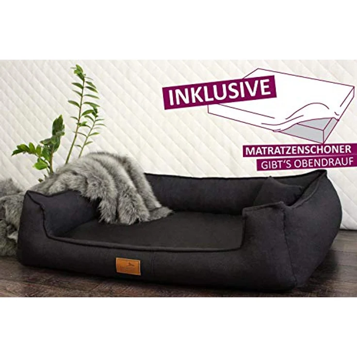 tierlando® Orthopädisches Hundebett Goofy Couture | Samtweich | Eleganter Möbelstoff | Eyecatcher | ~ inkl. Matratzenschoner | Schwarz | G3-A-03 – Bild 2