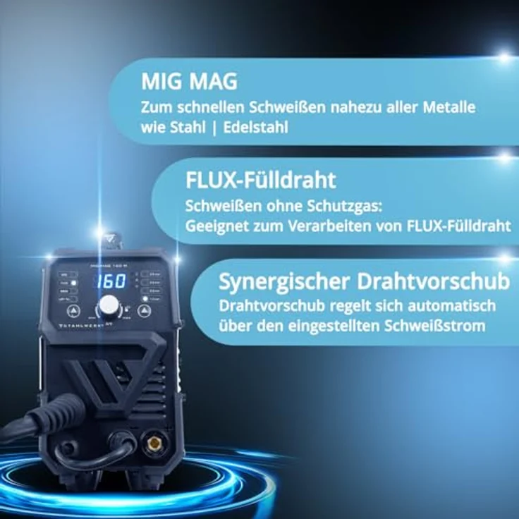STAHLWERK MIG/MAG-160 M FLUX MMA Lift-TIG, 5-in-1 Schweißgerät mit 160 A, vielseitig einsetzbar für Werkstatt und Montage – Bild 4