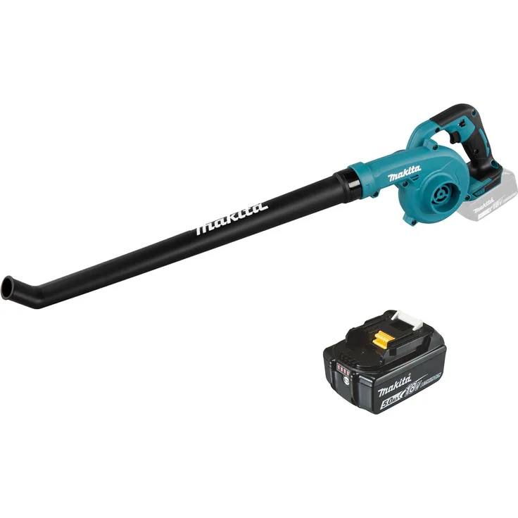 Makita DUB186T Akku-Laubbläser 18 V / 1x 5,0 Ah Akku, Handgebläse mit 3-stufigem Luftstrom und leisem Betrieb