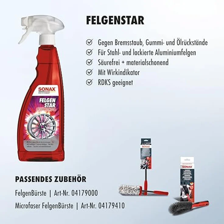 Sonax FelgenStar Felgenreiniger 750 ml für Alufelgen u. Stahlfelgen – Bild 3