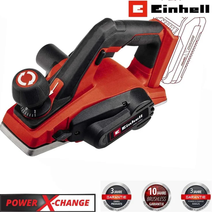 Einhell TE-PL 18/82 Li-Solo, 18V Akku-Hobel mit 82 mm Hobelbreite, automatischem Parkschuh und ergonomischem Handgriff