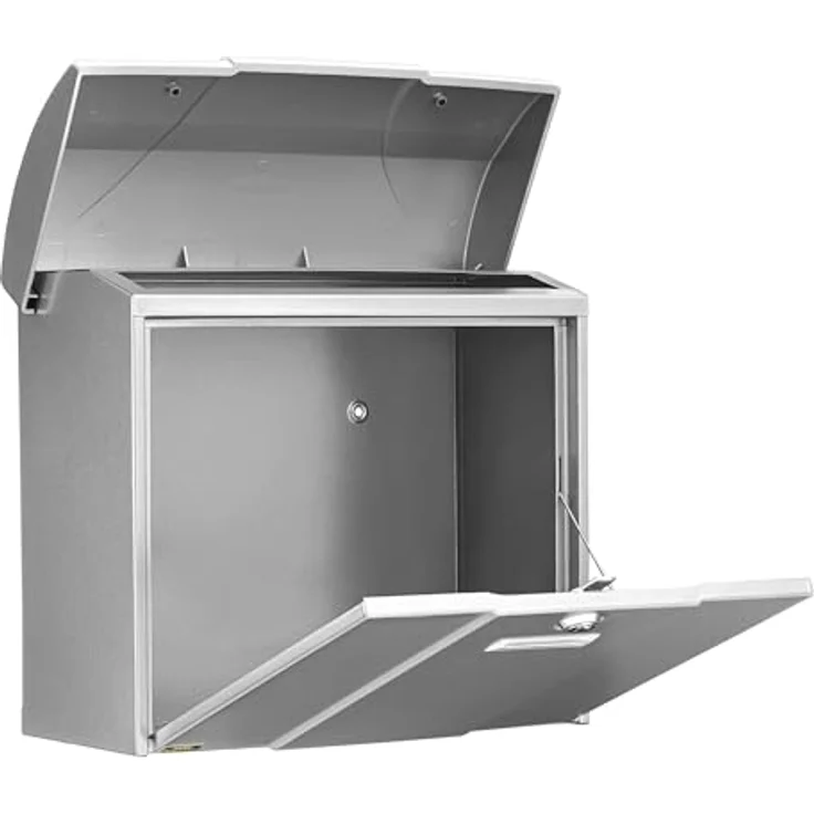 BURG-WÄCHTER Briefkasten mit aufklappbarem Regendach, A4 Einwurf-Format, EU Norm EN 13724, Verzinkter Stahl, Olymp 916 Si, Silber – Bild 6
