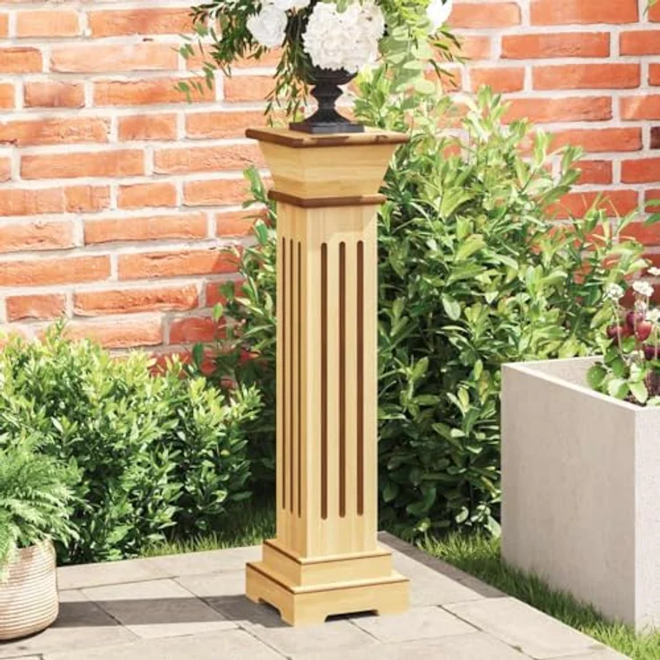vidaXL Blumenständer Klassischer Säulen-Pflanzenständer Helles Holz 17x17x66 cm (1 St) – Bild 2