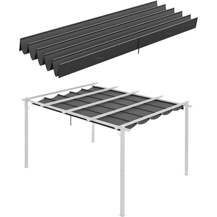 Outsunny Ersatzdach für Pergola, 3,5 x 2,5 m, Schattenabdeckung mit Entwässerungslöchern, 180 g/m², grau