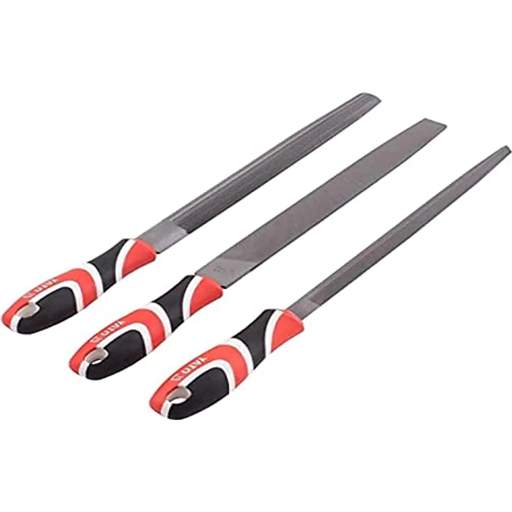 Yato YT623 7-tlg. determinado di file di acciaio, Feilen-Set aus hochwertigem Karbonstahl T12, ergonomischer Griff, dreieckig, flach und halb abgerundete Dateien, blau