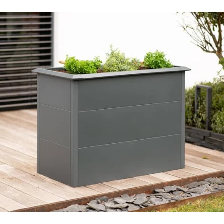 WESTMANN Hochbeet Metall Hochbeet Primus M, Anthrazit, 100x50x77 cm mit Schneckenkante und galvanisiertem Stahl – Bild 6