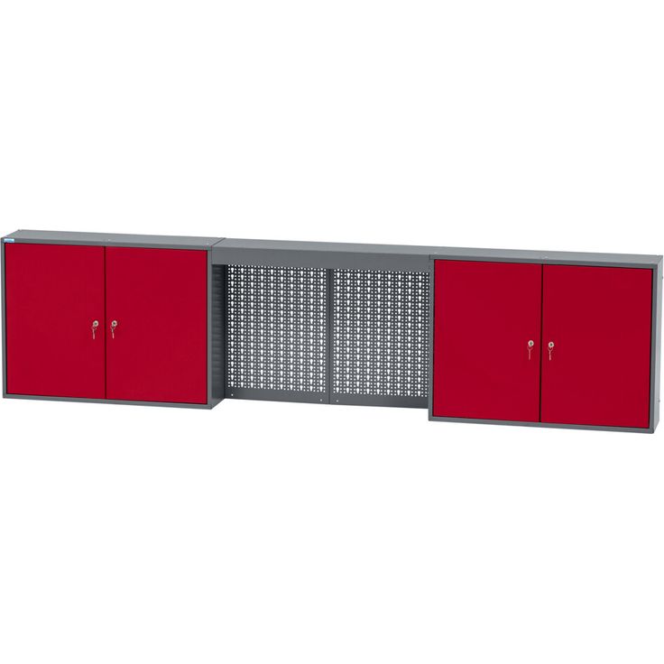 Küpper Hängeschrank 4-Türig mit 4 Fachböden und Lichtblende, dunkelrot, 240 x 60 x 20 cm