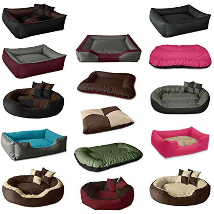 BedDog® Hundebett Mimi, Hundesofa aus Cordura, Microfaser-Velours, waschbares Hundebett Vier-eckig mit Rand, Hundekissen für drinnen, draußen, S, grau-blau – Bild 5