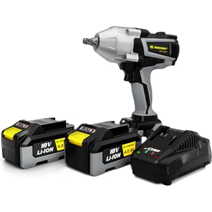 Rodcraft RC9077K4 Akku-Schlagschrauber eBeast, Vierkant 1/2 Zoll, max. Lösemoment 1500 Nm, LED-Licht, 2x 4Ah Akku + Ladegerät + Stofftasche, blau