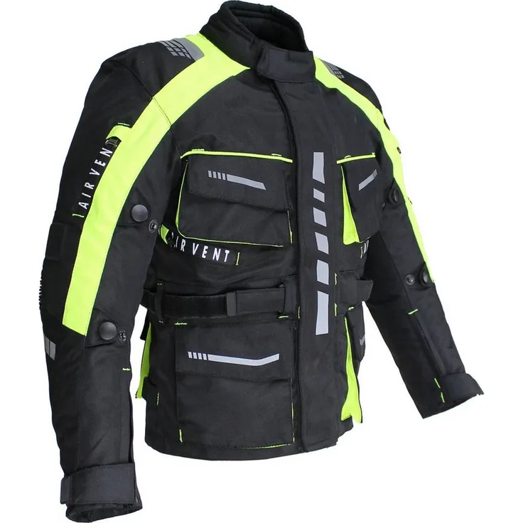 Alpha Speeds Motorradjacke Kinder Biker wasserdicht mit Protektoren: All Season, Neon/Fluoreszent Grün