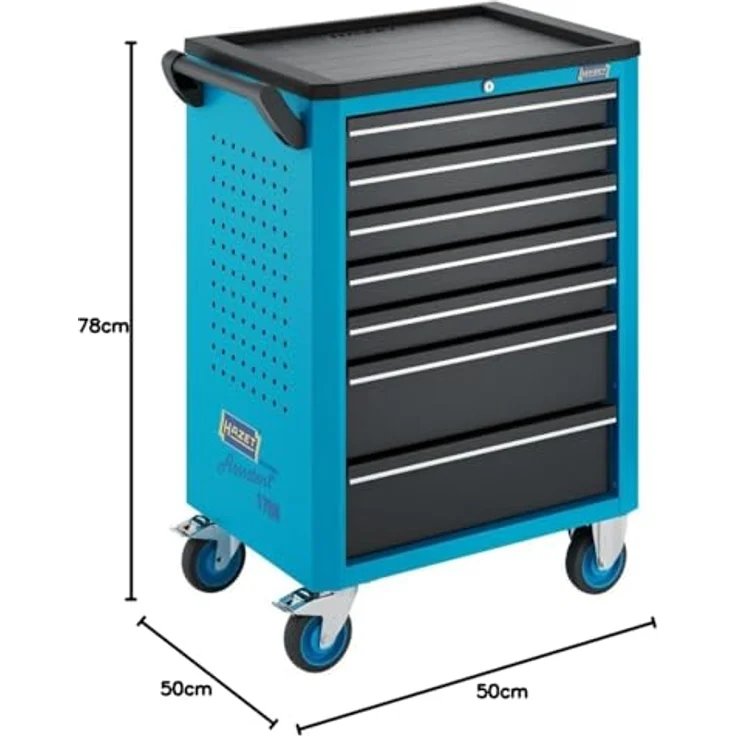 Hazet Werkstattwagen Assistent, mobile Organisation, 5 flache und 2 hohe Schubladen, L 780 mm, B 500 mm, H 1018 mm, robust und flexibel – Bild 3