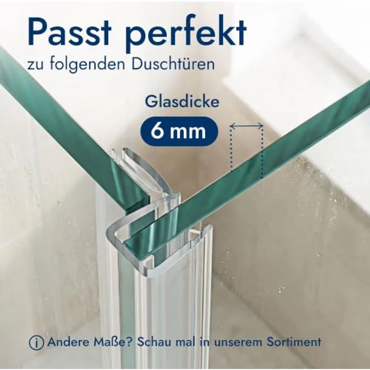 Bagnoxx Duschdichtung 90 Grad, transparente Eckdichtung für 6mm Glas, UV-beständig und schimmelresistent – Bild 2