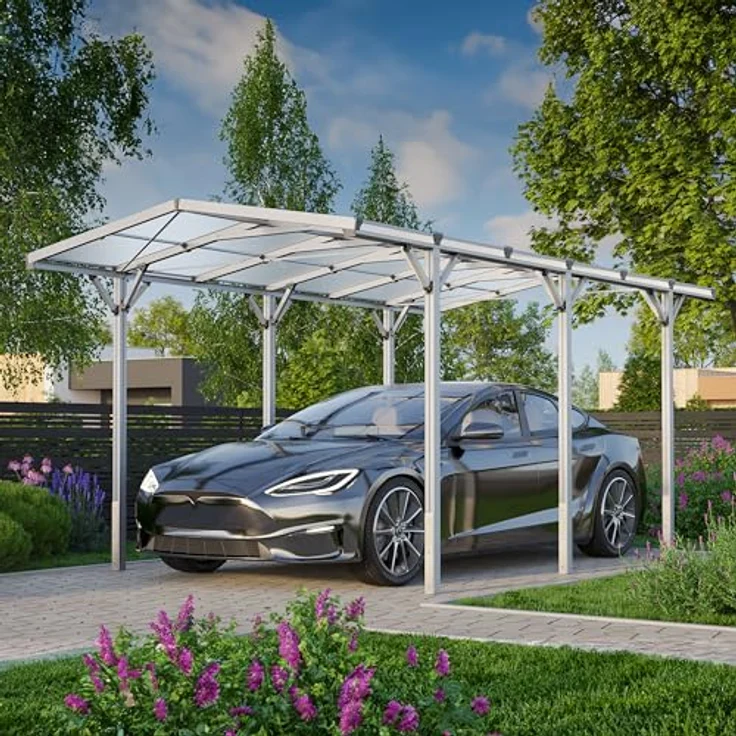GFP Aluminium Carport 2,85x5,05m, Einzelcarport mit robustem Schutzdach für PKW, wartungsfrei und rostfrei – Bild 2