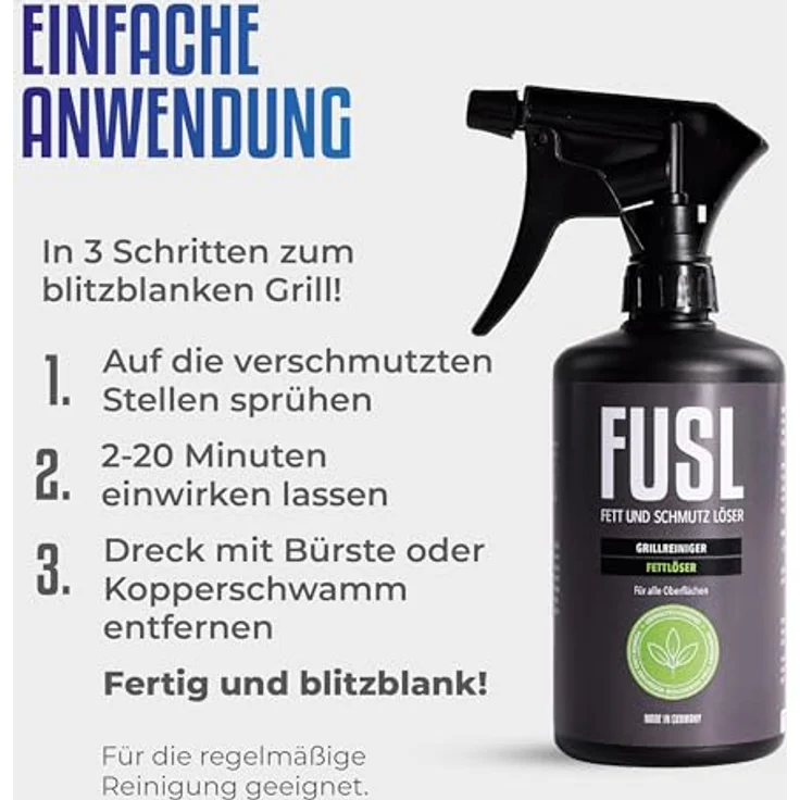FUSL Fettlöser – Hochaktiver Grillreiniger für starke Fettentfernung, vielseitig einsetzbar auf Edelstahl, Aluminium und Kunststoff, 500ml – Bild 4
