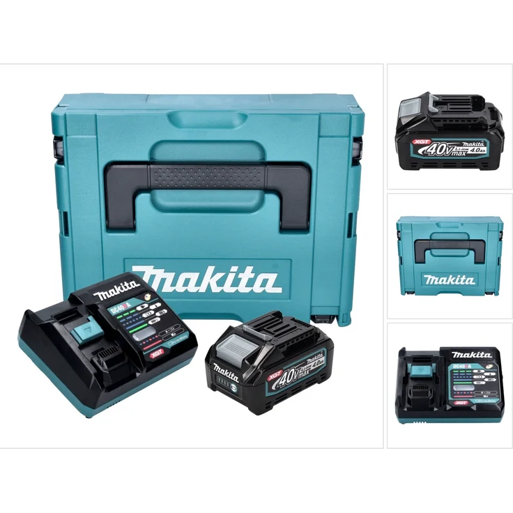 Makita Power Source Kit 1x BL 4040 Akku 40 V max. 4,0 Ah XGT + DC 40 RA Ladegerät + Makpac, Akku Set für erhöhte Leistung und robuste Bauweise