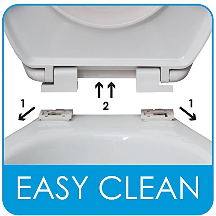 MSV WC-Sitz Mosaik Duroplast Soft-Close, Beige, 45,5 cm x 37 cm, Easy Clean-System, geräuschloses Schließen – Bild 8